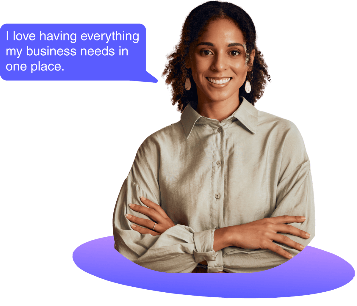 Woman with testimonial about Company Sage brands