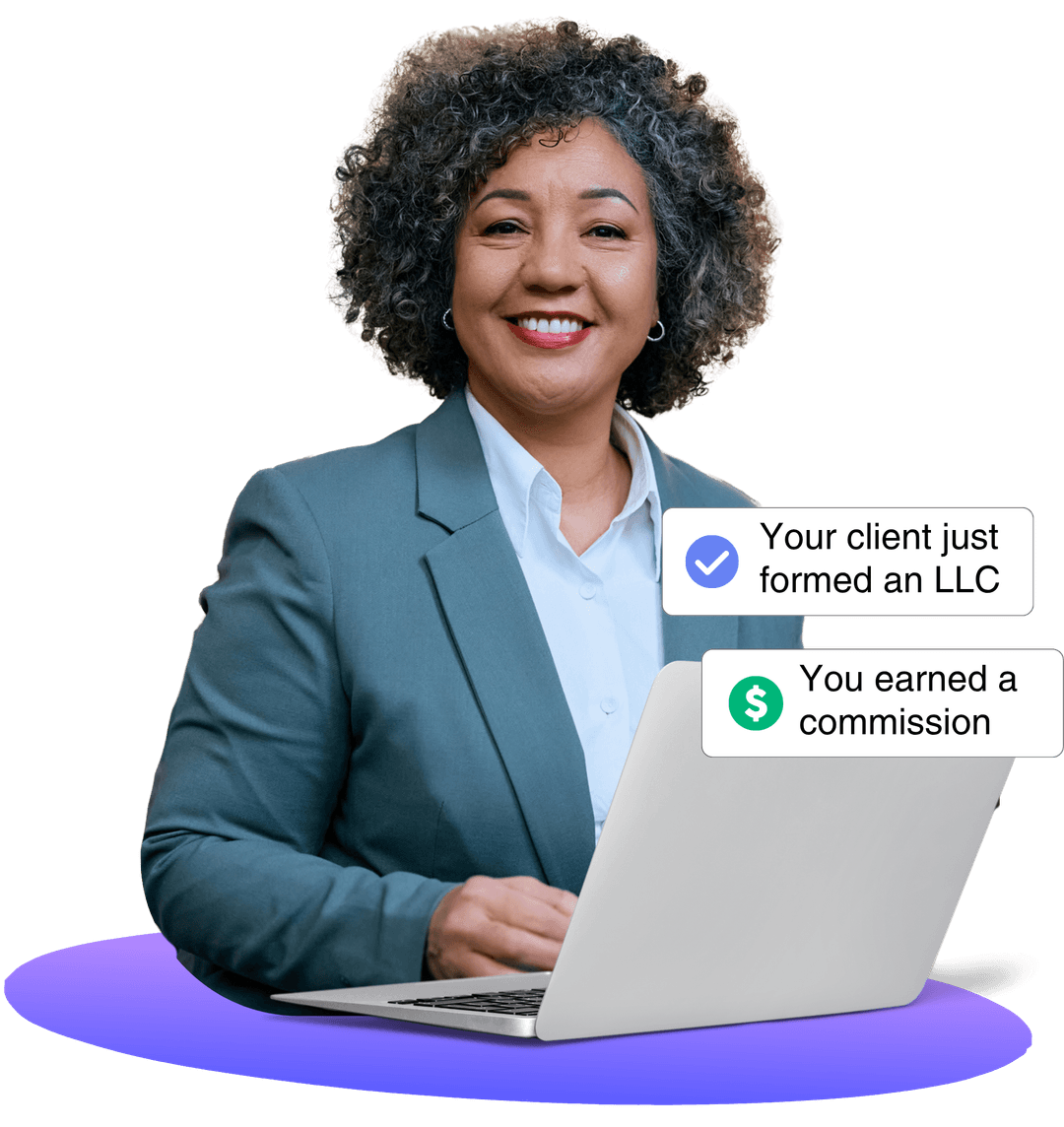 Advantage Partner Program - Woman with laptop showing notifications