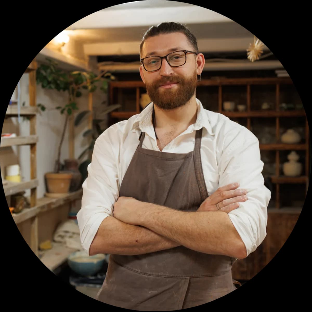 Small business owner standing in their workshop